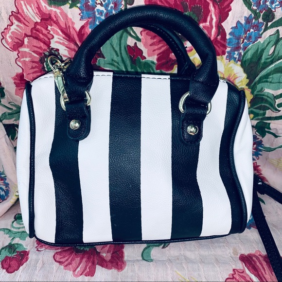 Betsey Johnson Stripe Mini Satchel/Crossbody - Picture 3 of 5